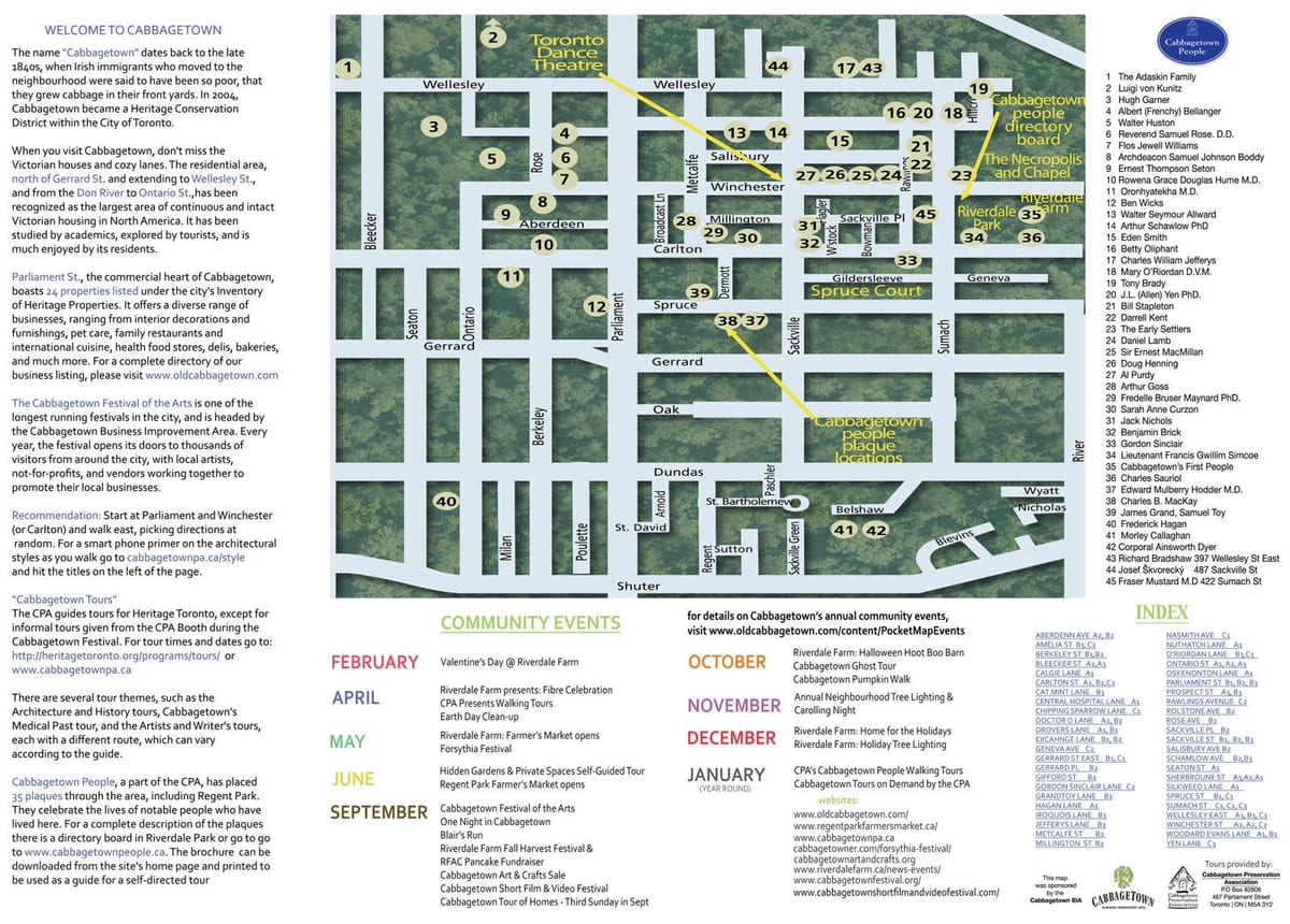 Карта догађаја Cabbagetown Торонту