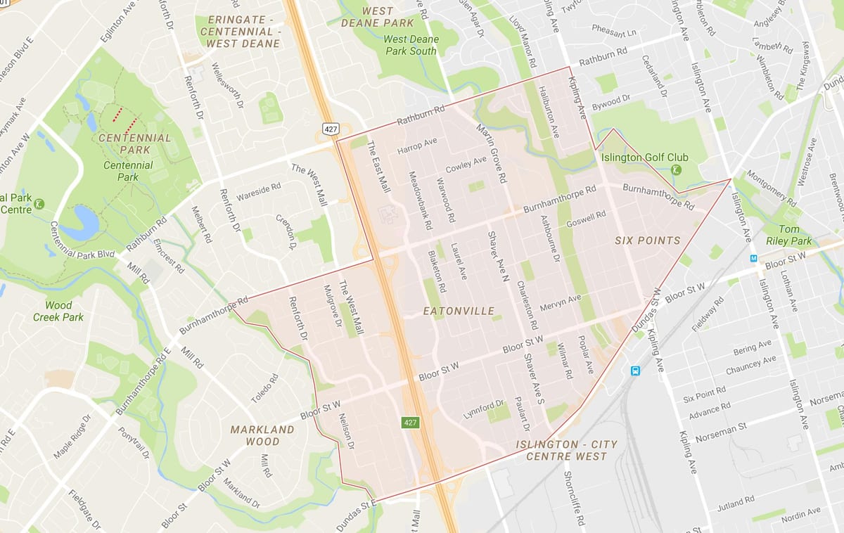 Карта Eatonville области Торонту