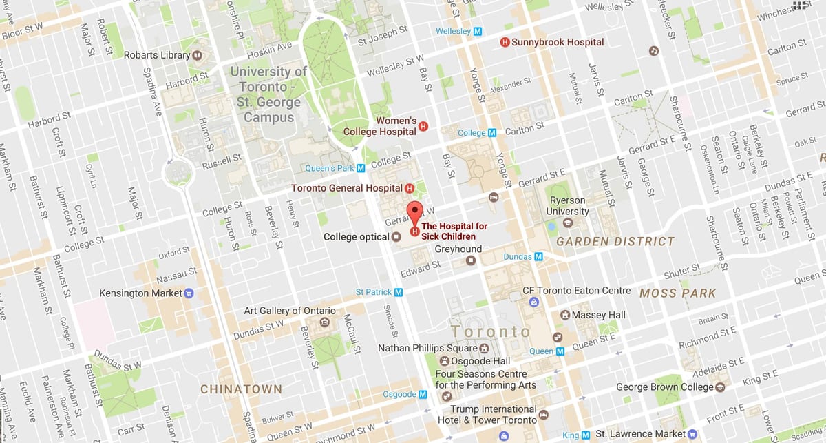 Карта сајт sickkids у Торонту