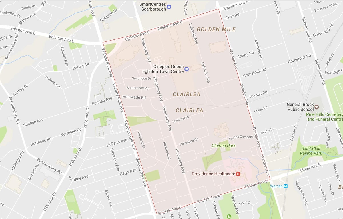 Карта Clairlea области Торонту