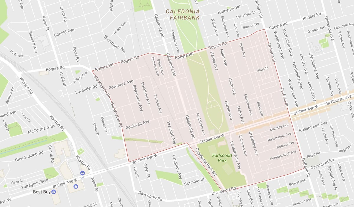 Карта Earlscourt области Торонту