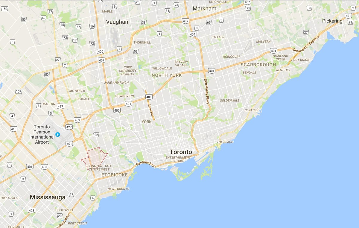 Карта Eatonville округ Торонто