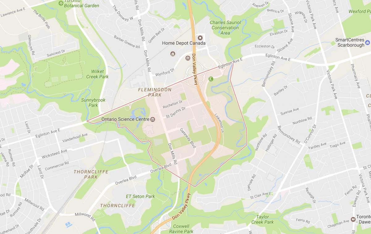 Карта Flemingdon Парк у области Торонту