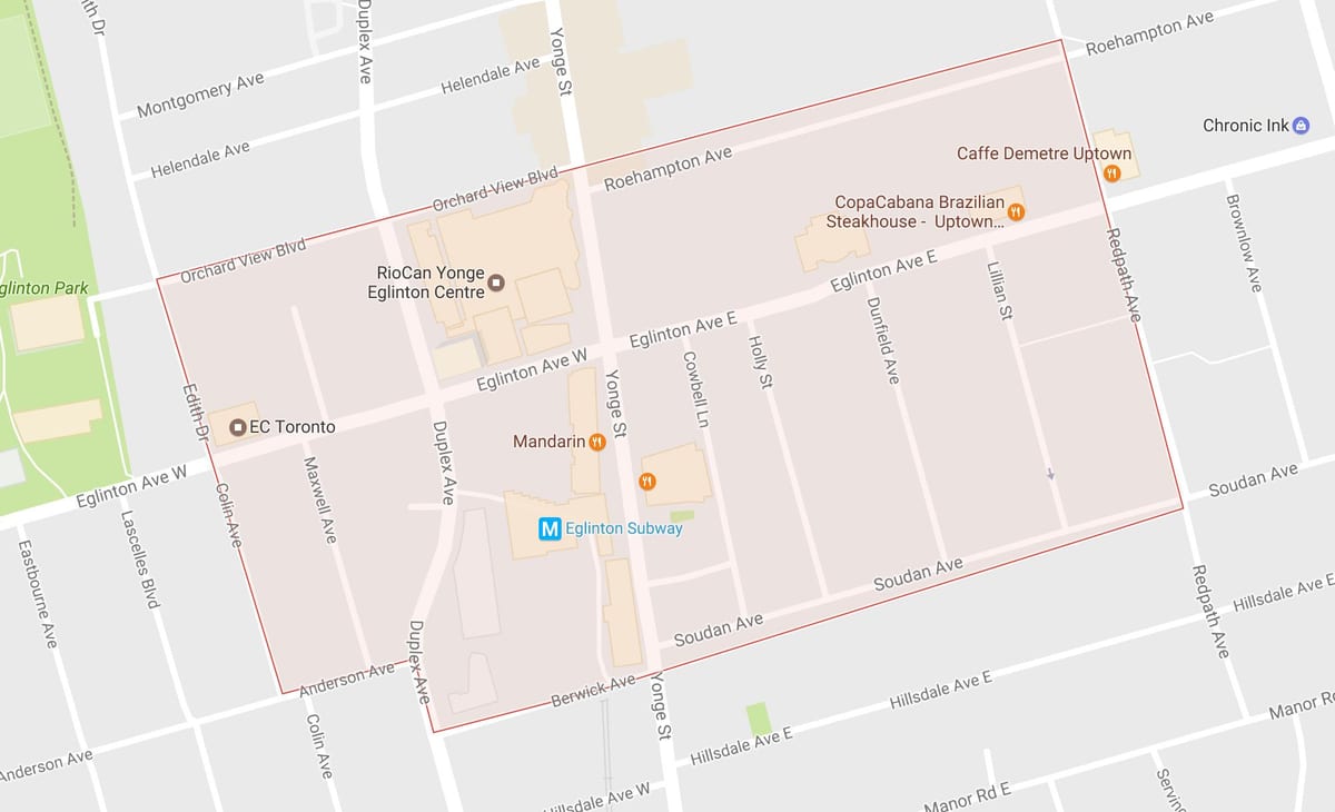 Карта yonge и eglinton области Торонту