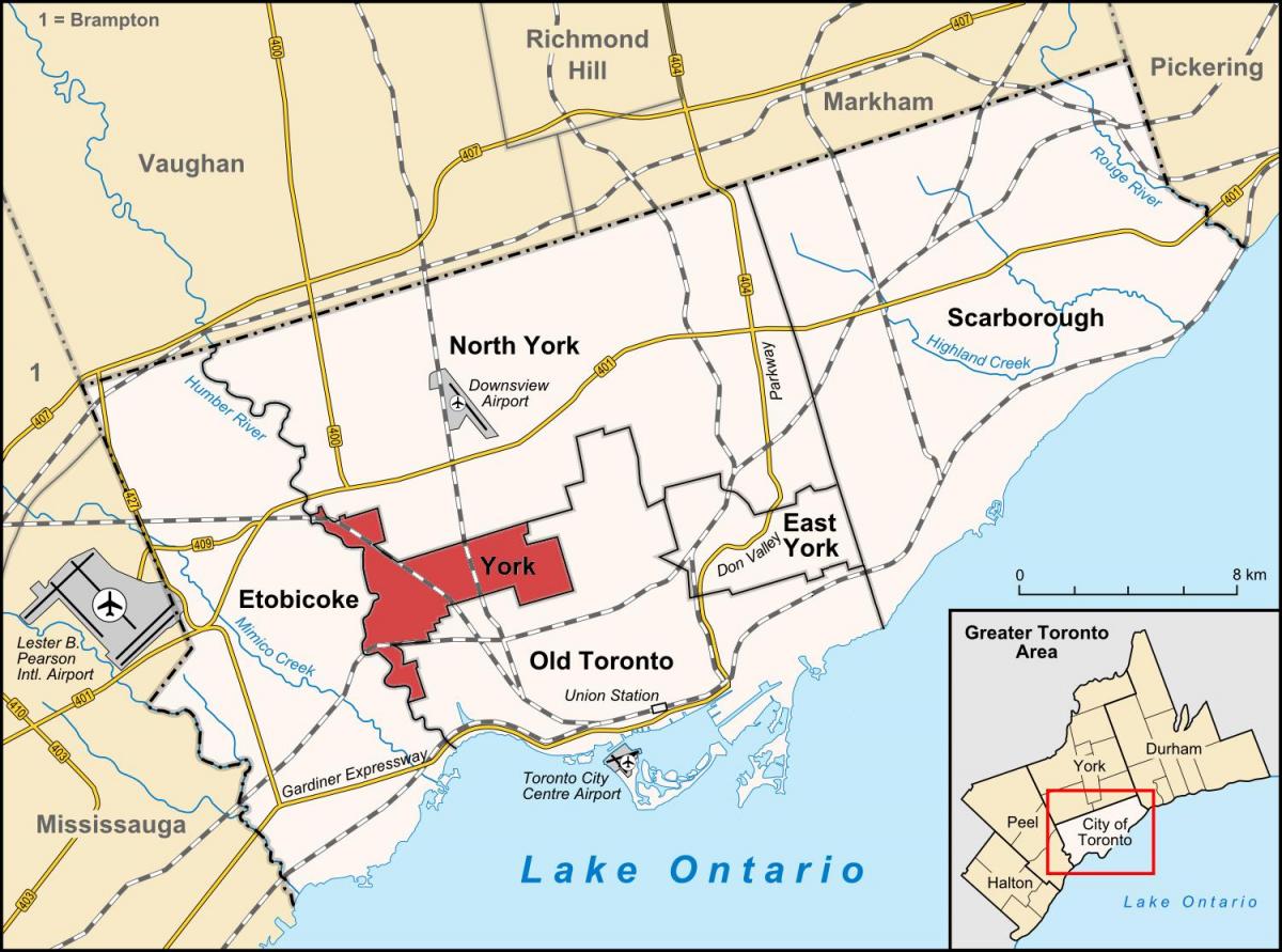 Карта Иорк Торонто