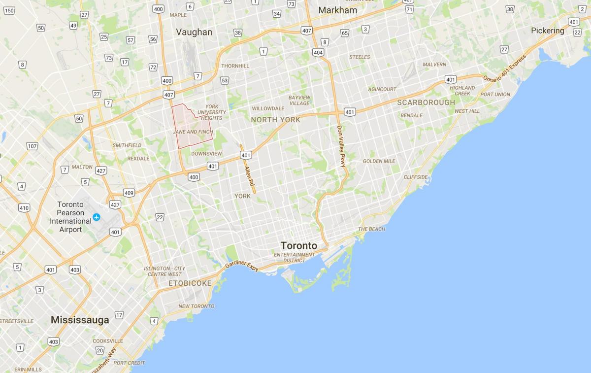 Карта Џејн и Финч округ Торонто