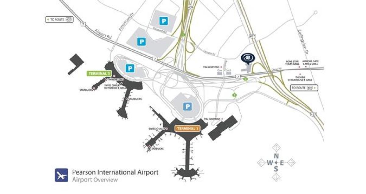 Карта аеродром Пирсон у Торонту преглед