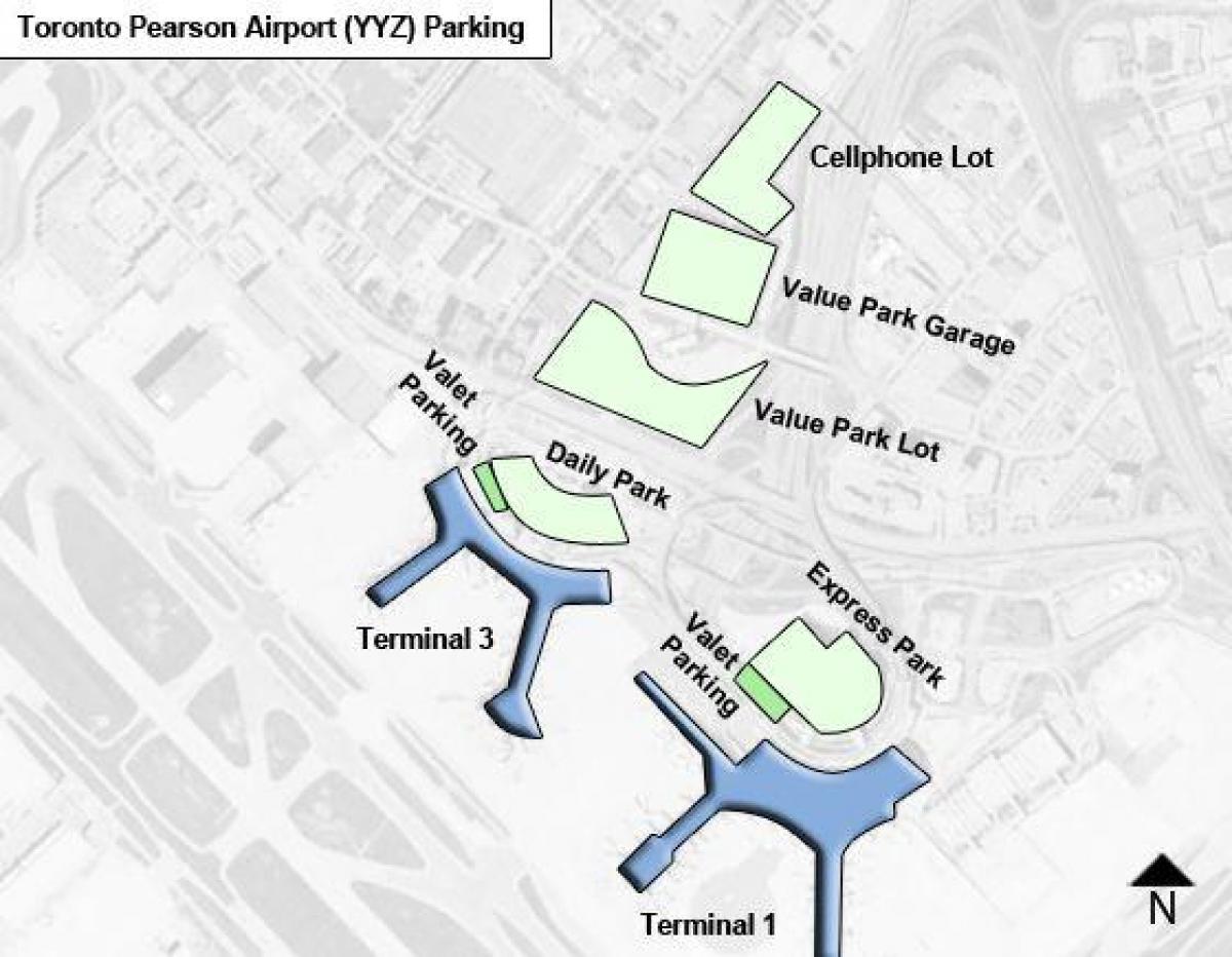 Карта аеродром Пирсон у Торонту паркинг