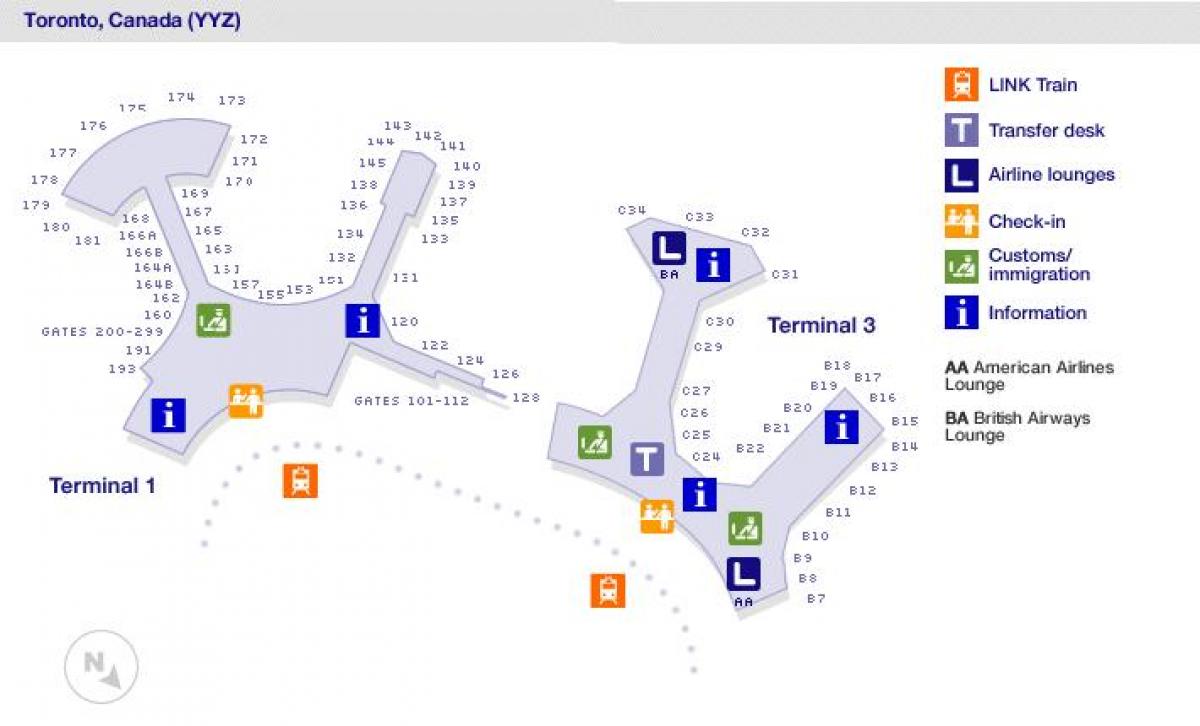Мапа аеродрома у Торонту капије