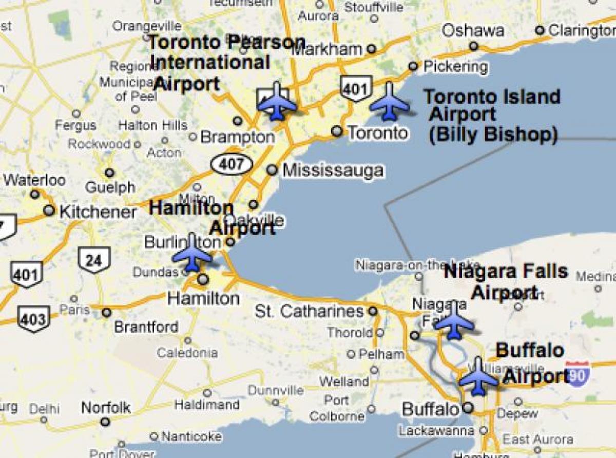 Мапа аеродрома у близини Торонту