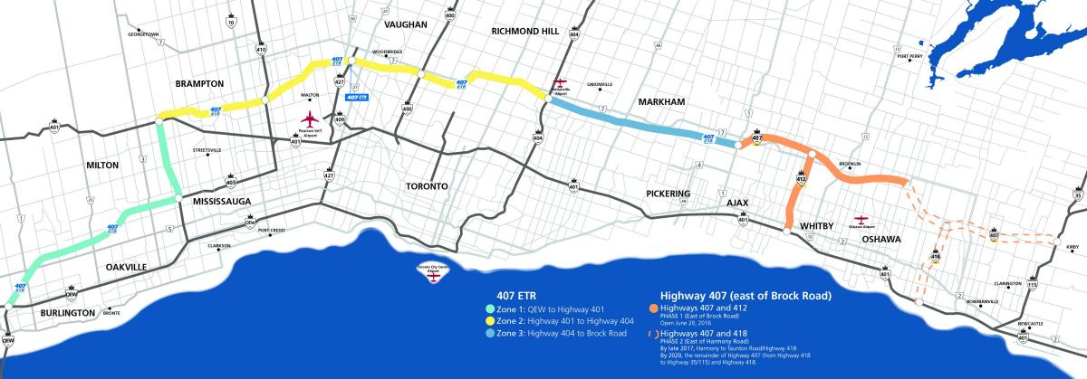 Карта Торонту аутопута 407