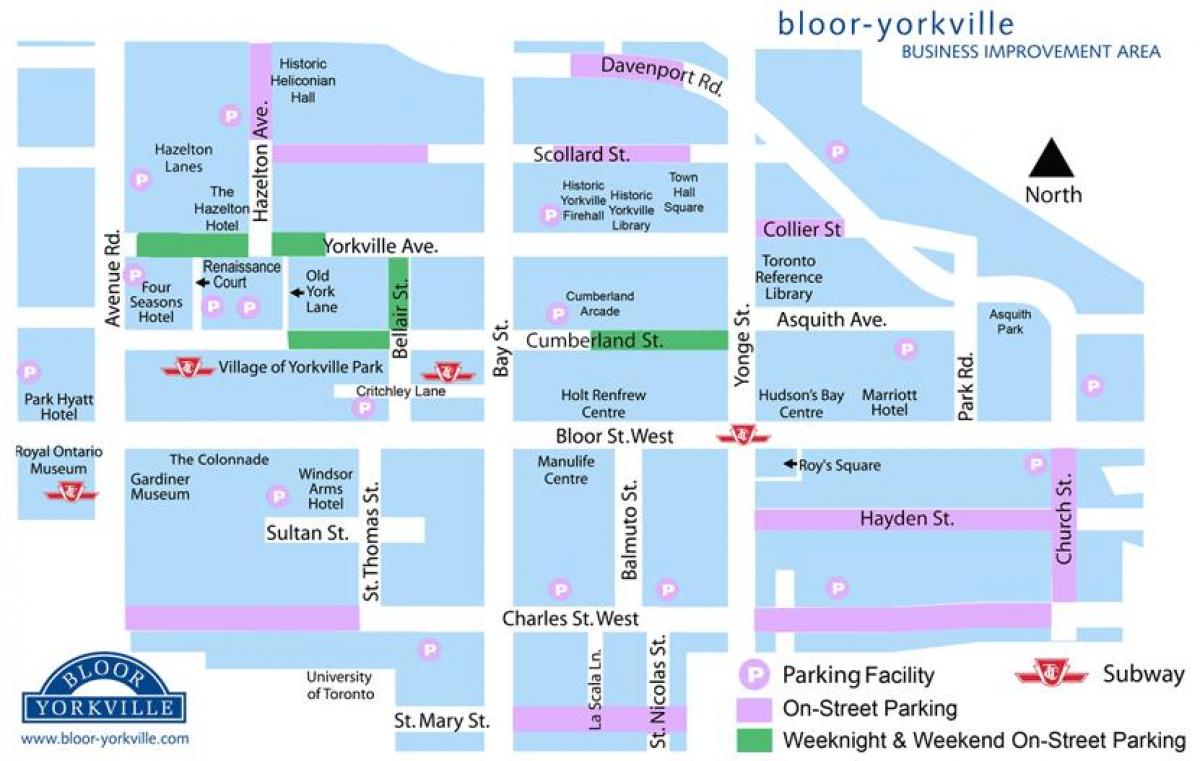 Карта Блур-Иорквилле паркинг