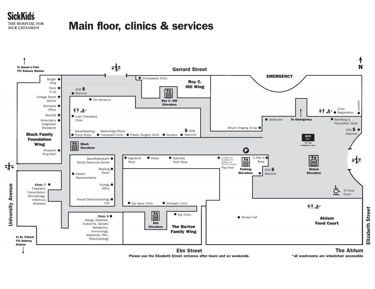Картицу болница за болесне деце у Торонту први спрат