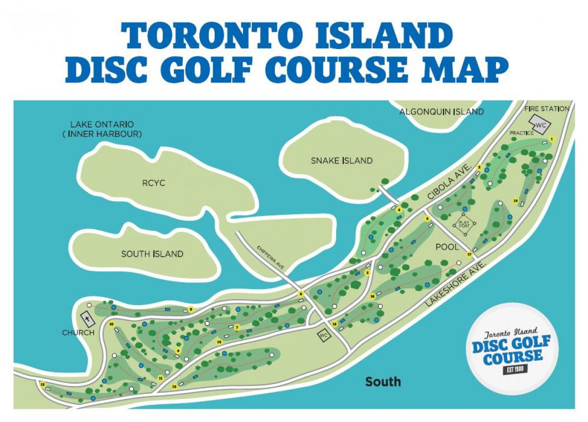 Карта Торонту курсеви голф Торонту острва