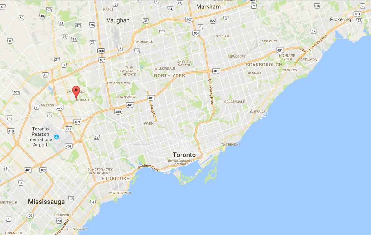 Мапа Западне Хамбер-Clairville округ Торонто