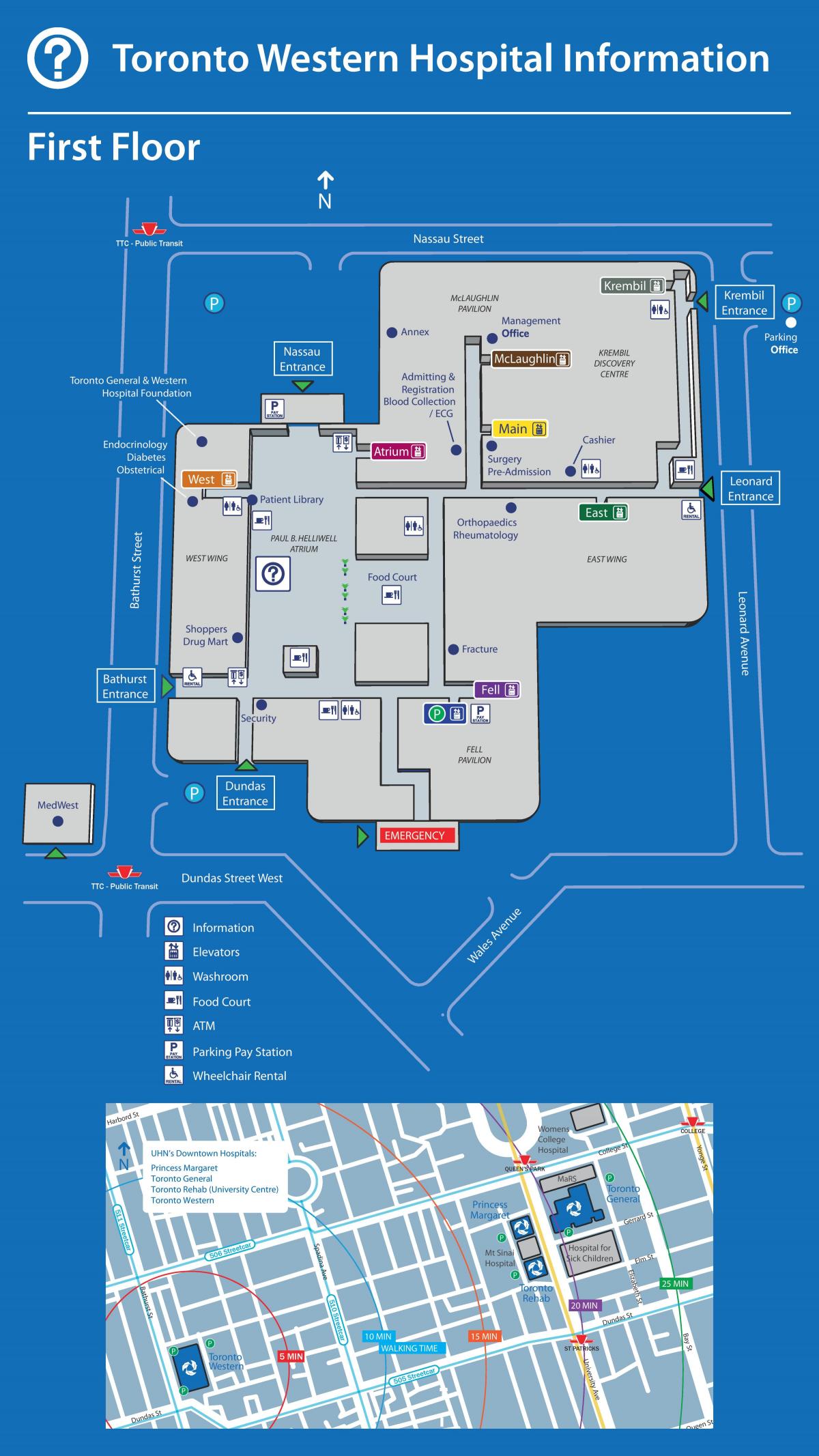 Мапа Западне болнице Торонту 