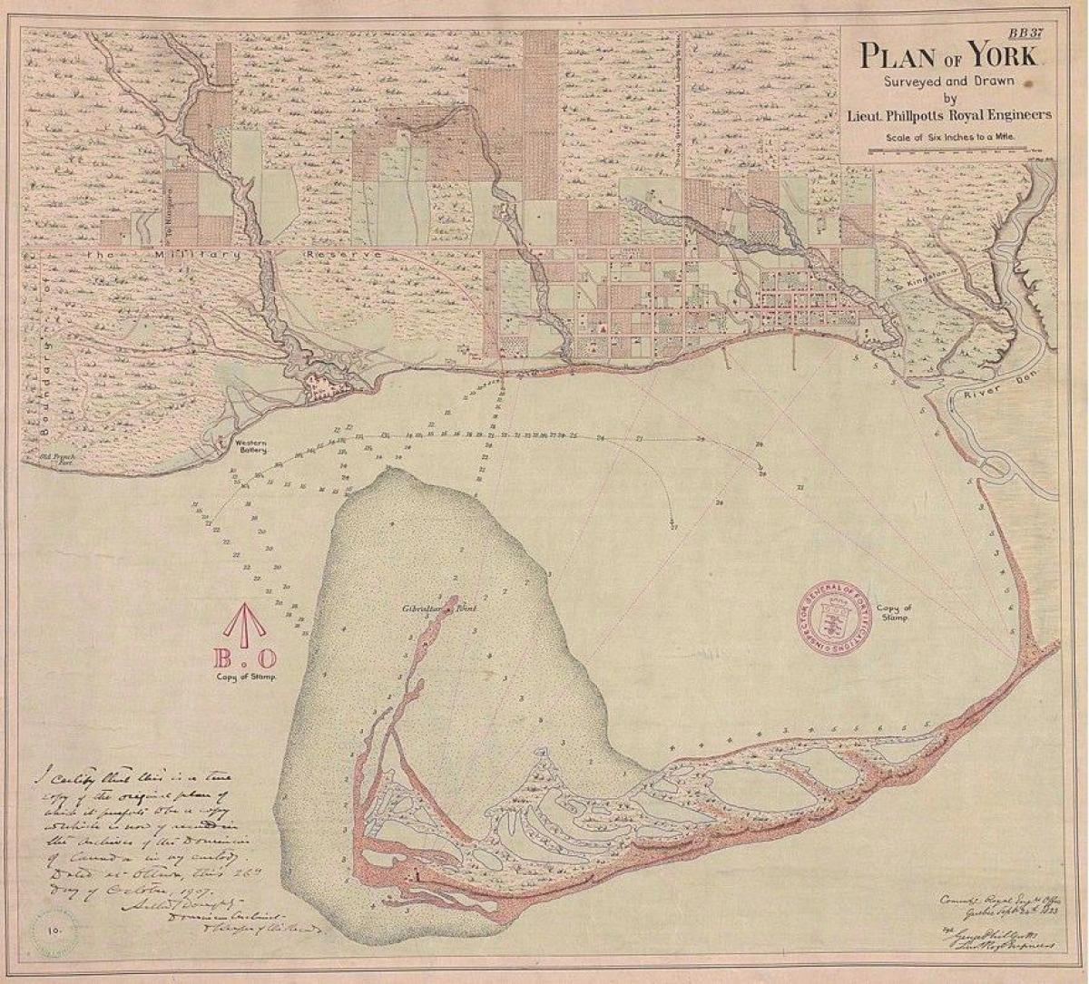 Карта земље Иорк Торонто 1787-1884