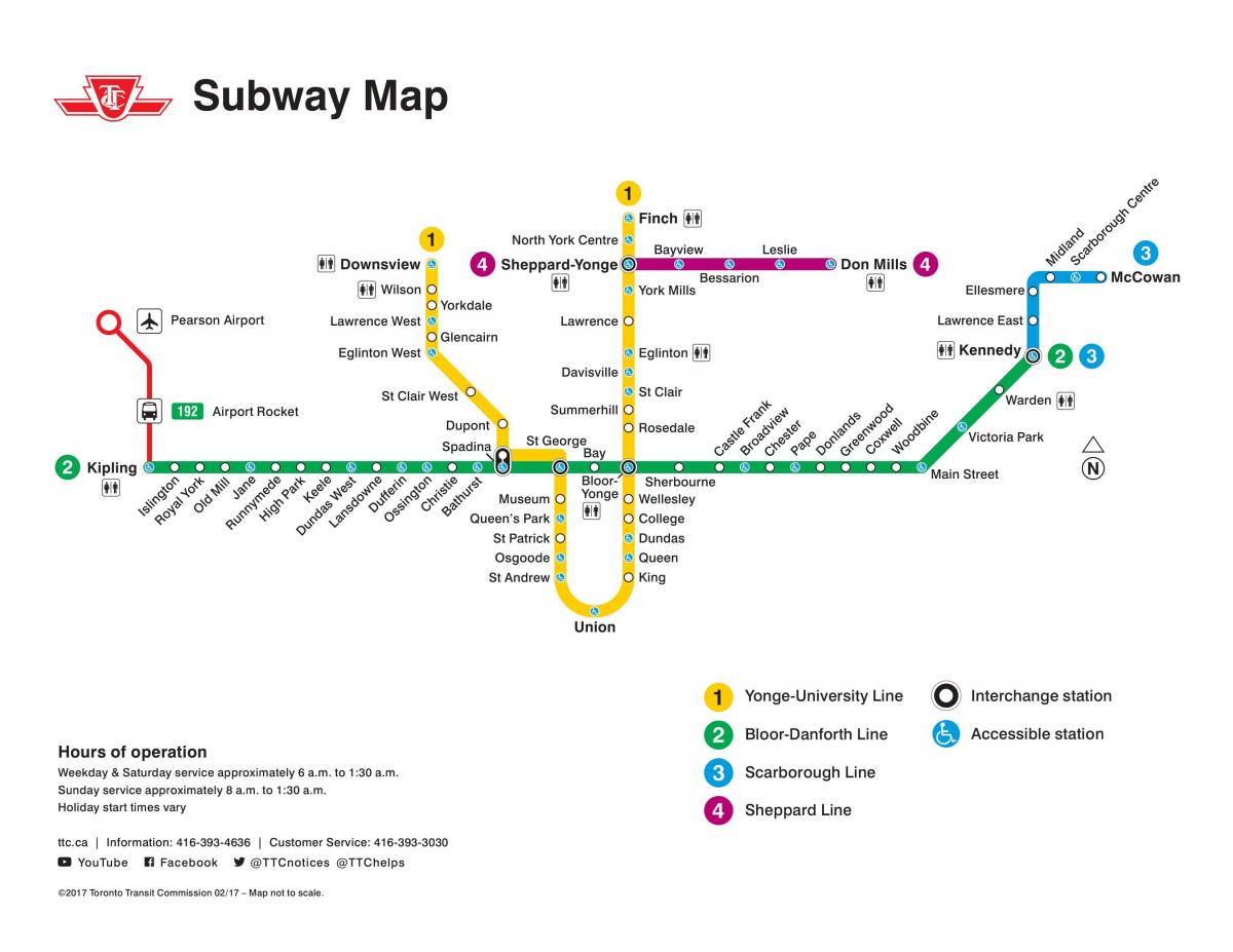 Карта Торонту ТТЦ метро