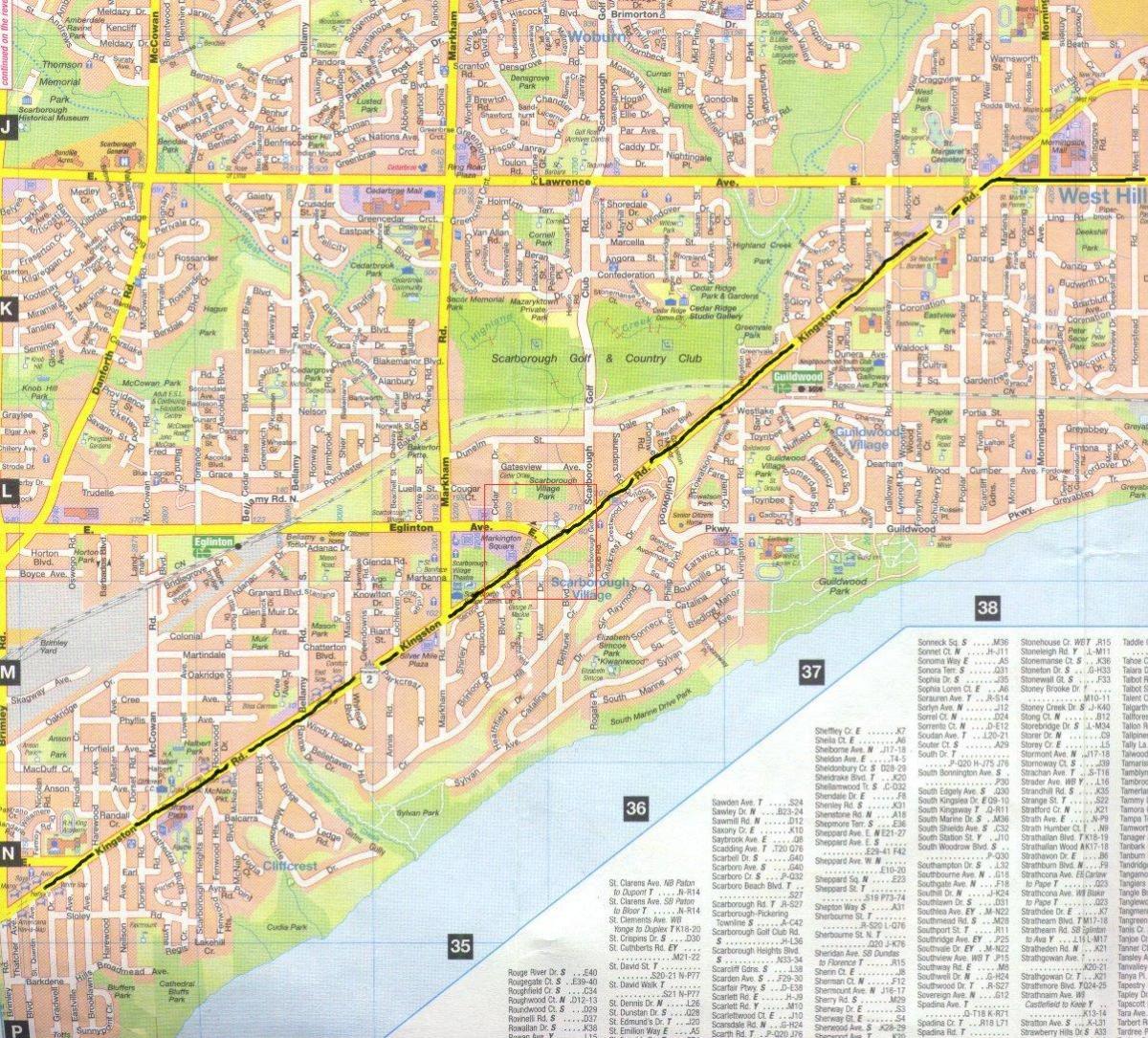 Карта Кингстон роад у Торонту