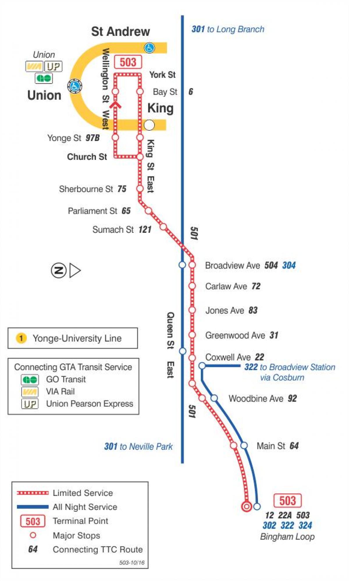 Карта трамвайную линију 503 Кингстон Роад