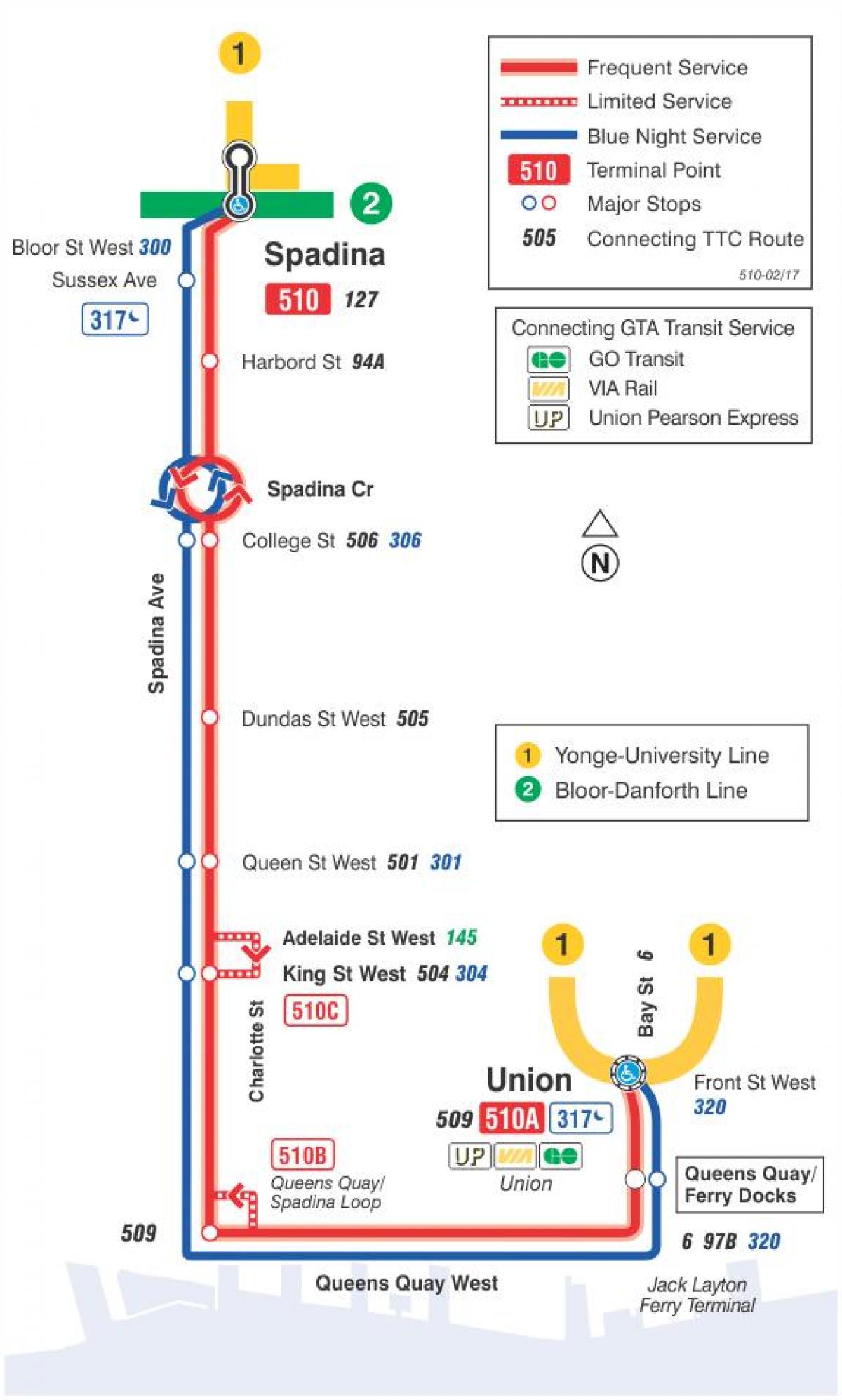 Карта трамвайную линију 510 Спадина