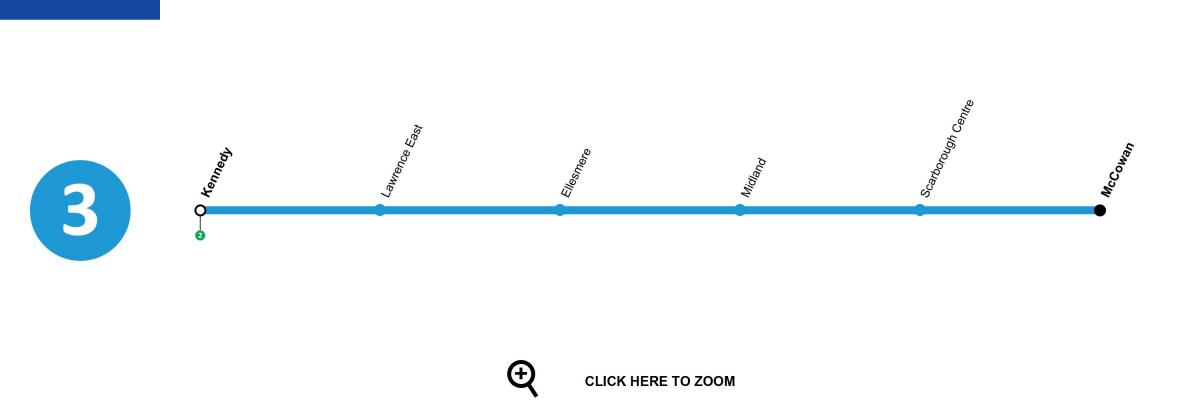 Карта Торонту линија метроа 3 Скарборо РТ