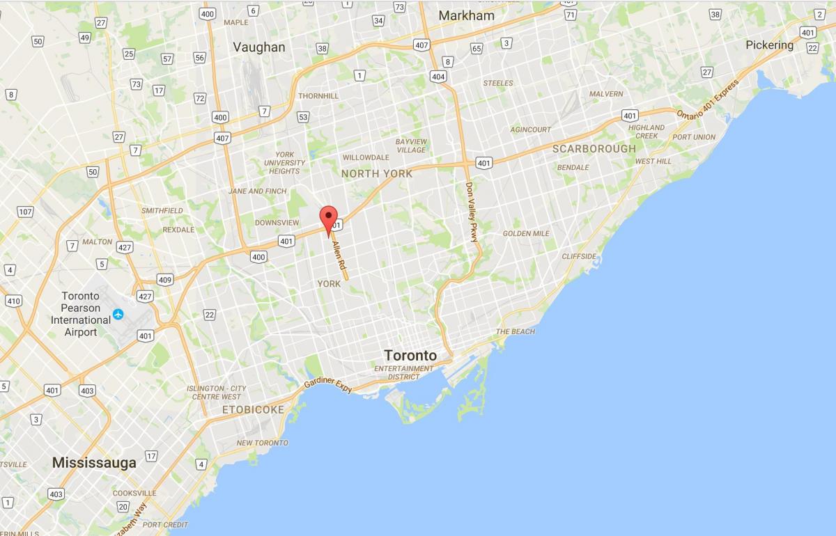 Карта висине Лоренс је округ Торонто