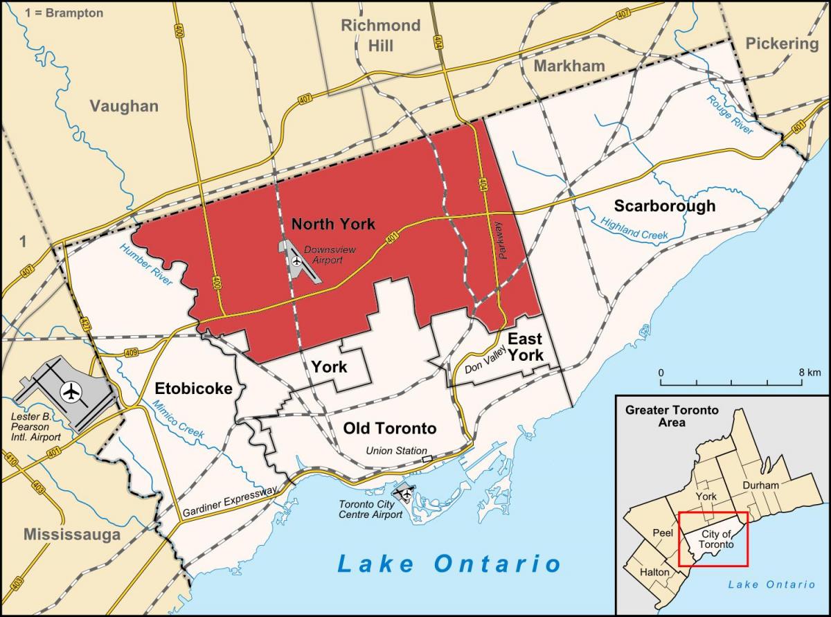 Карта Нортх Иорк-Торонто
