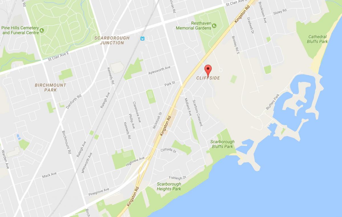 Мапа насеља Клиффсайд-Торонто