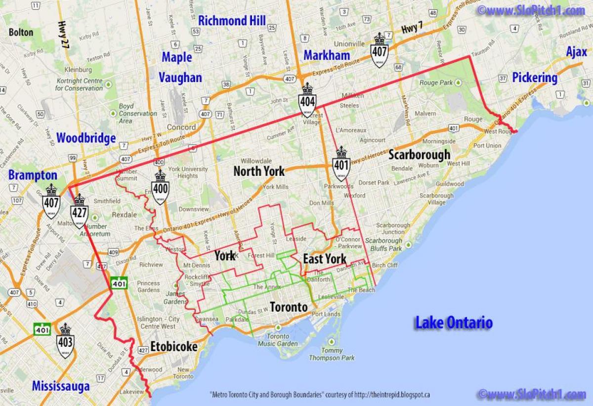 Карта општина у Торонту