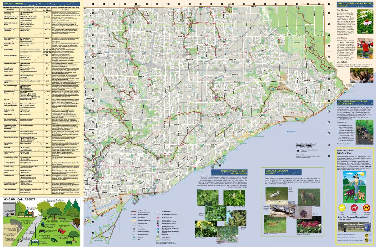Карта паркова и пешачких стаза Истоку Торонту