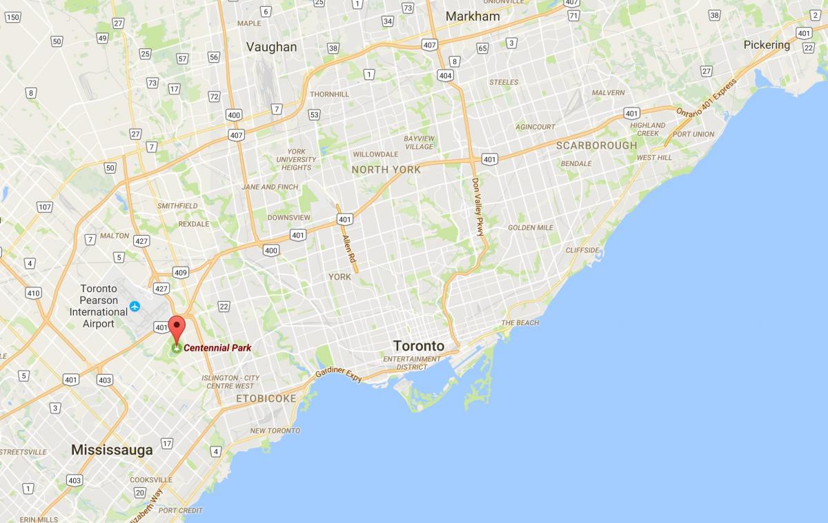 Карта центенниал Парк округ Торонто