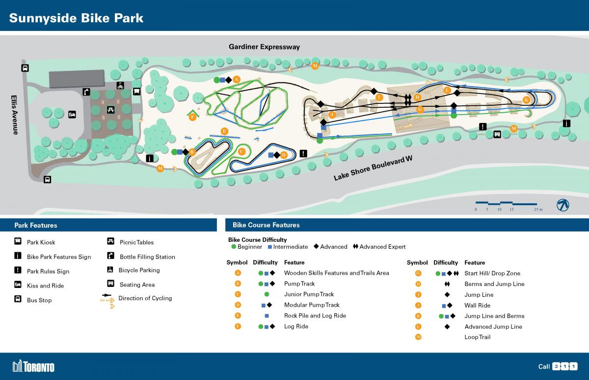 Карта сунцу бициклистичка Парк Торонто
