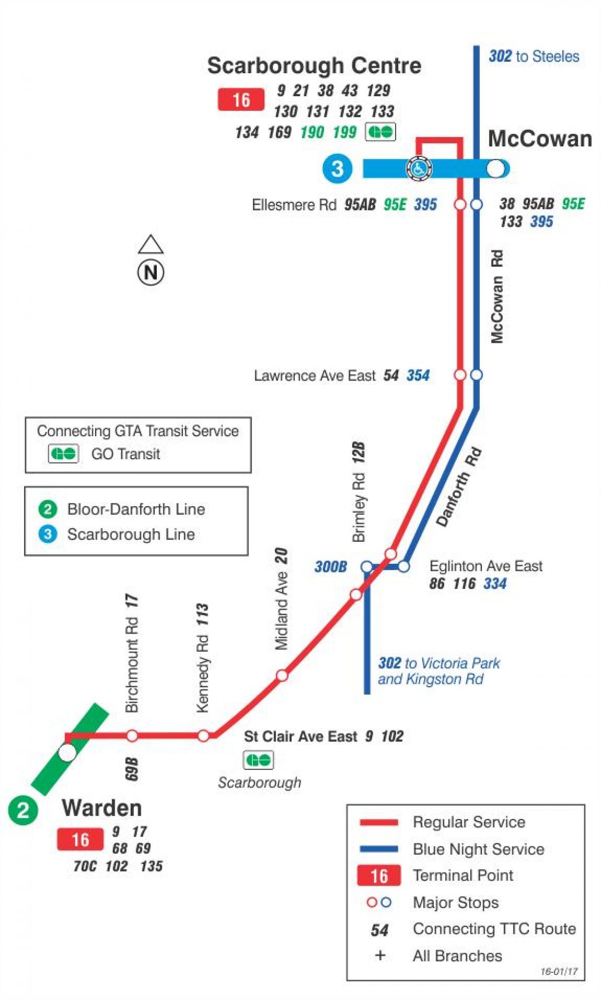 Карта ТТР 16 Маккован аутобуске трасе Торонту