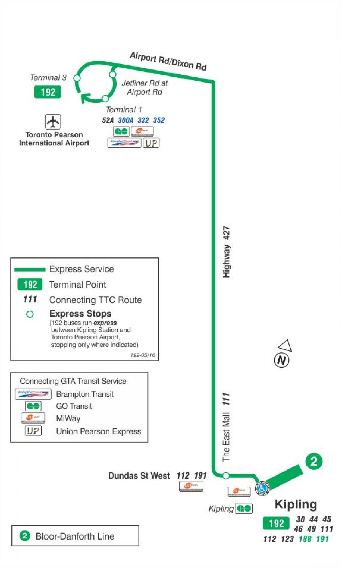 Карта ТТР 192 аеродром ракета аутобуске трасе Торонту