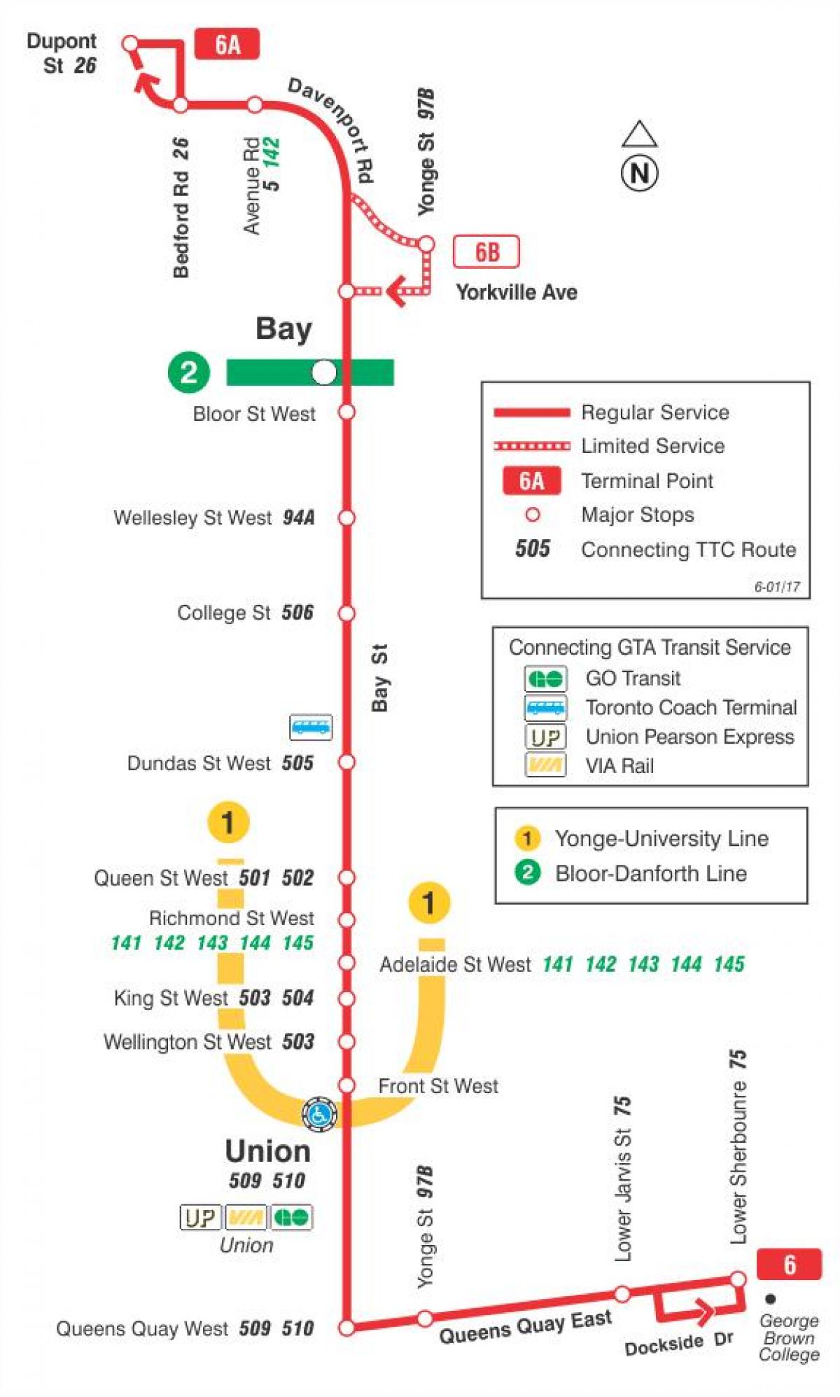 Карта ТТР 6-Баи аутобуске трасе Торонту