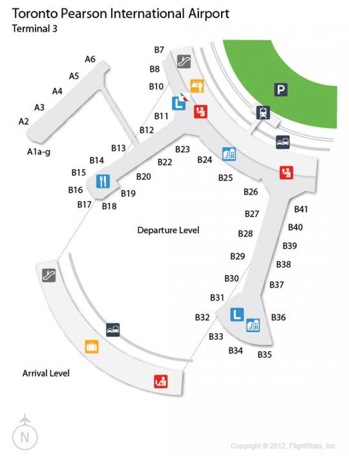 Карта Пирсон у Торонту терминал аеродрома доласцима, 3