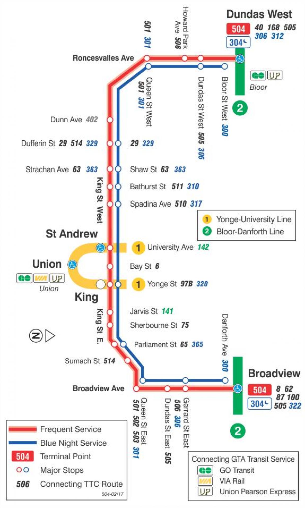 Карта трамвайную линију 504 краља
