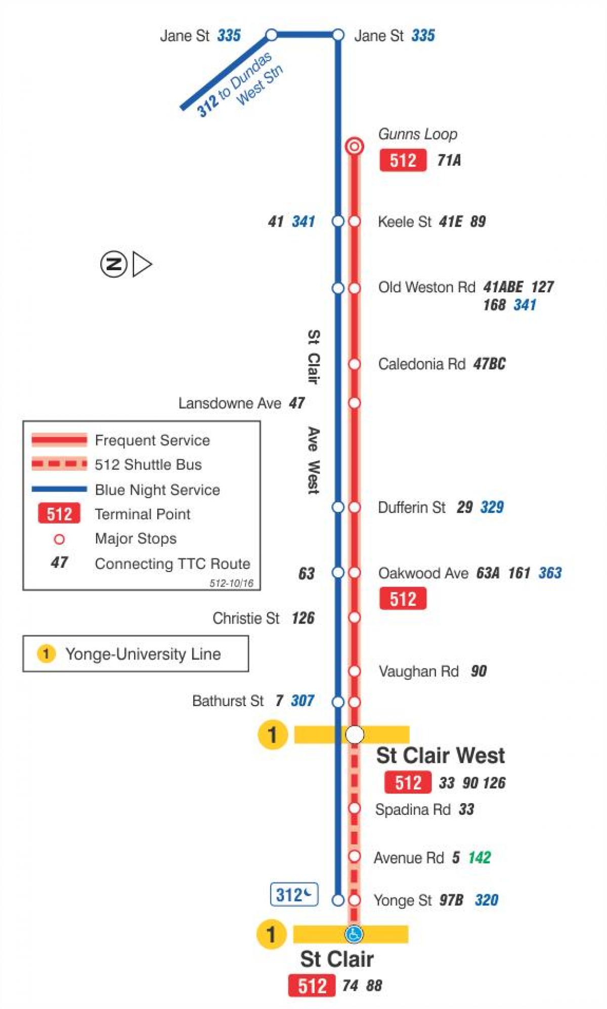 Мапа линија трамвај Санкт-512 Цлаир