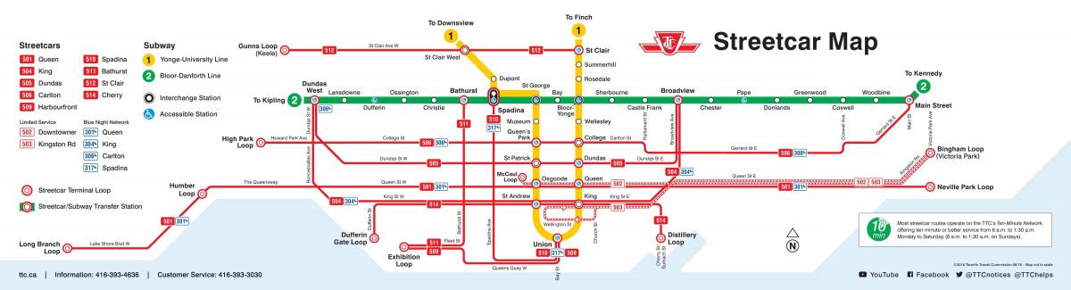 Карта Торонту трамвај