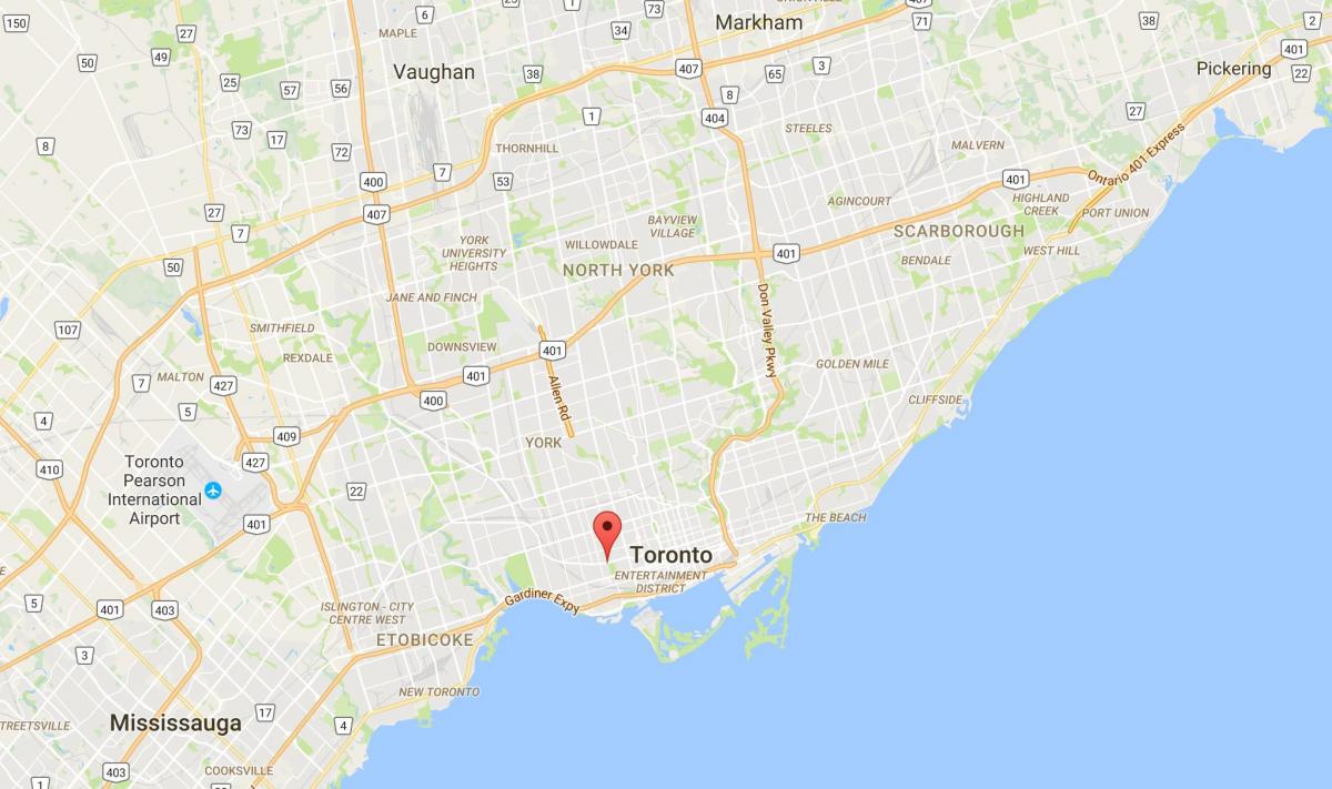 Карта Тројице–Bellwoods округ Торонто