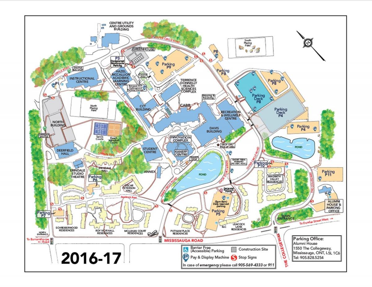 Мапа универзитета у Торонту Миссиссауга паркинг