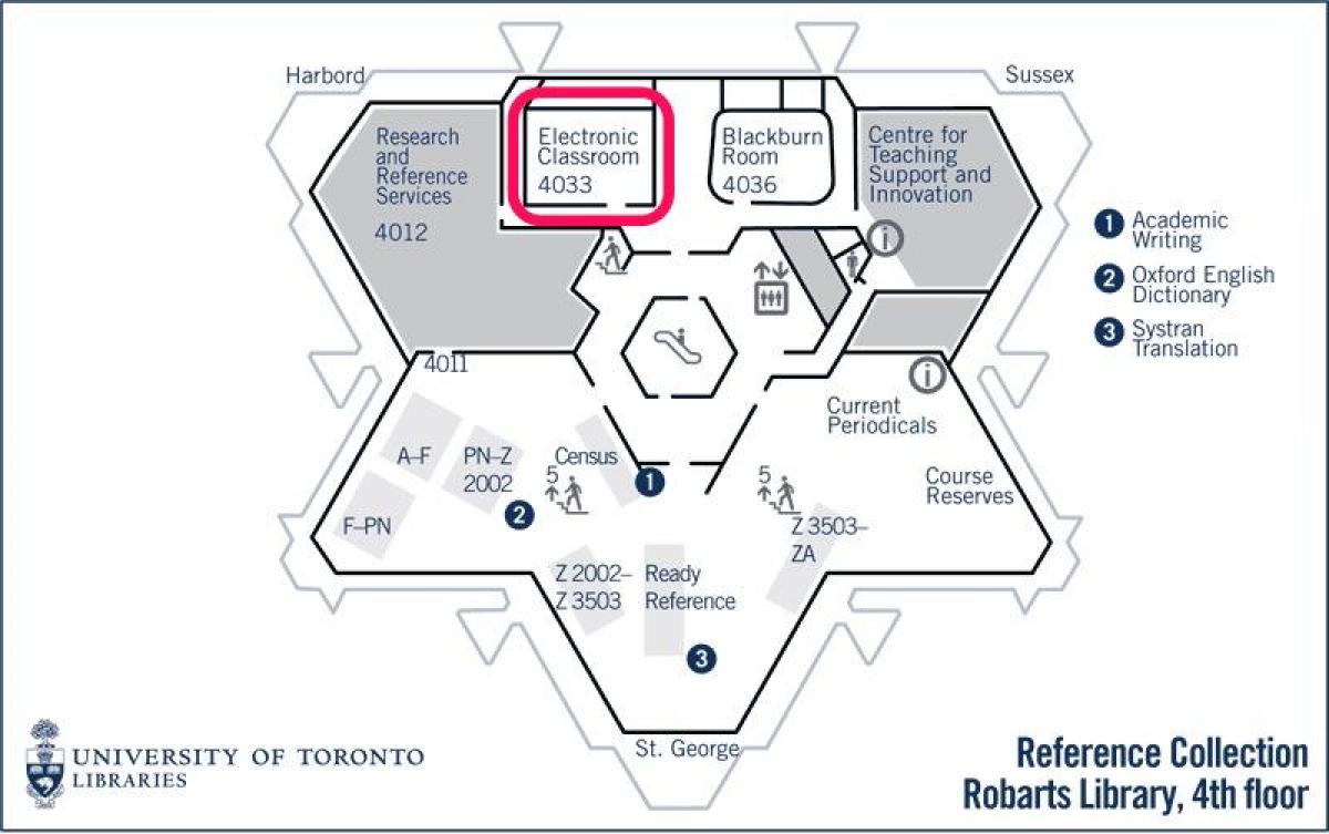 Мапа универзитета у Торонту Робартс библиотека електронских учионица
