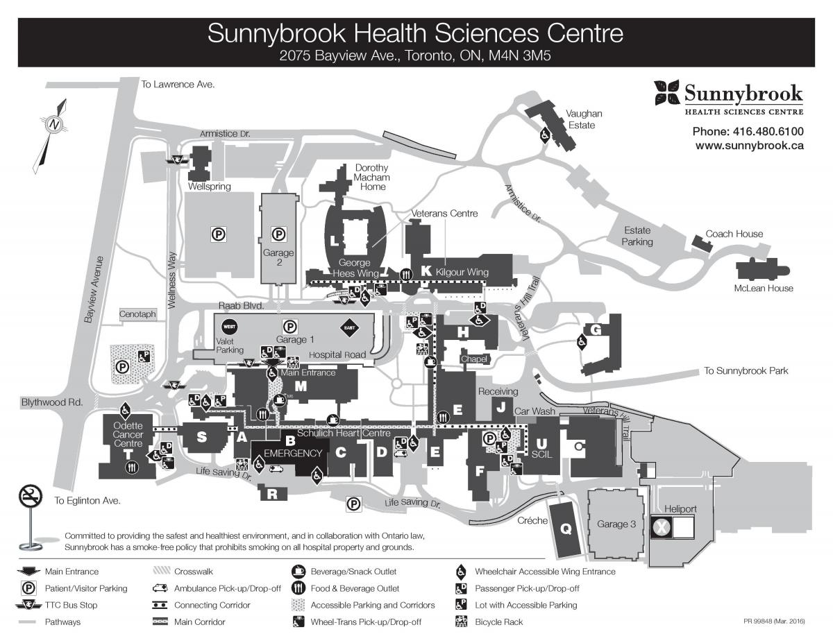 Карта центра наука о здрављу Саннибрук - сајт shsc