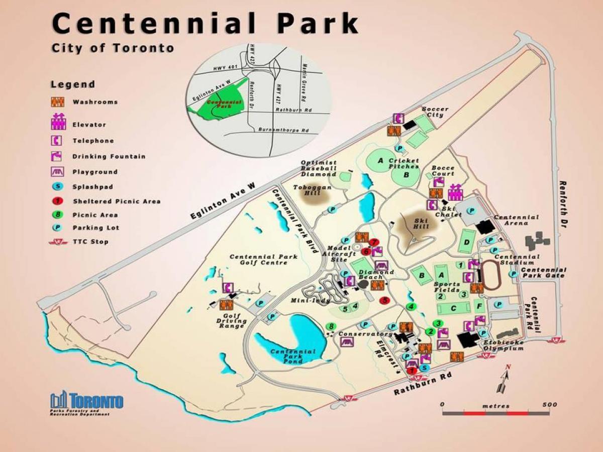 Карта центенниал Парк Повртарства Торонту