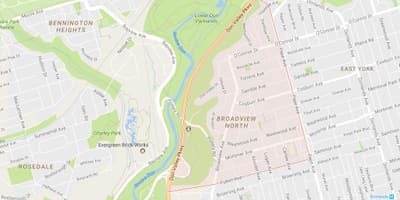 Карта Бродвью Северном предграђу Торонта