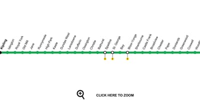 Карта Торонту 2 линије метроа Блур-Данфорт