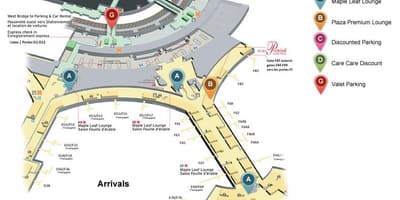 Карта Торонту међународног терминала за доласке аеродром Пирсон 