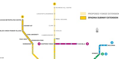 Карта Торонту проширење метро 