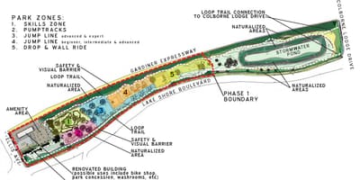 Карта Саннисайд бицикл парка зоне Торонту